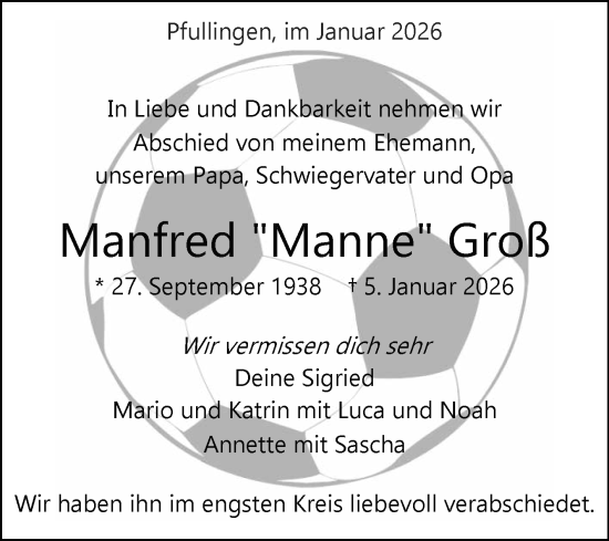 Anzeige von Manfred Groß von Reutlinger General-Anzeiger