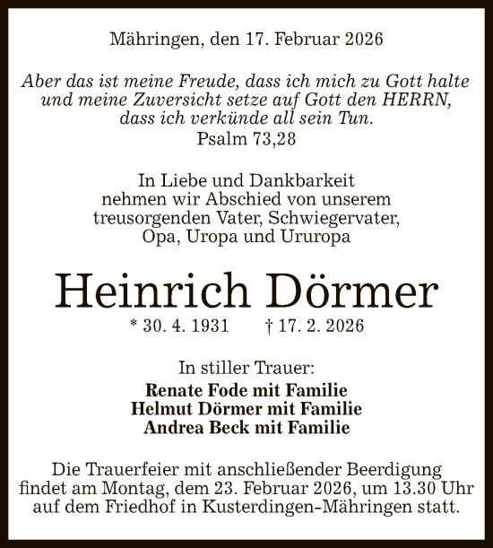 Anzeige von Heinrich Dörmer von Reutlinger General-Anzeiger